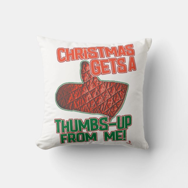 Thumbs Up Oven Mitt Christmas Seasonal Design Throw Pillow (Front)