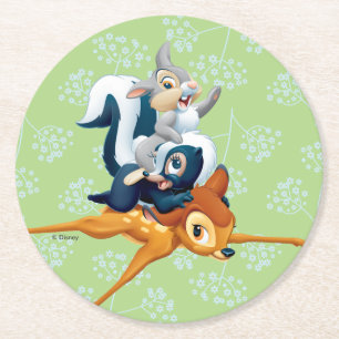 Thumper, Flower, & Bambi Stacked During Play Round Paper Coaster