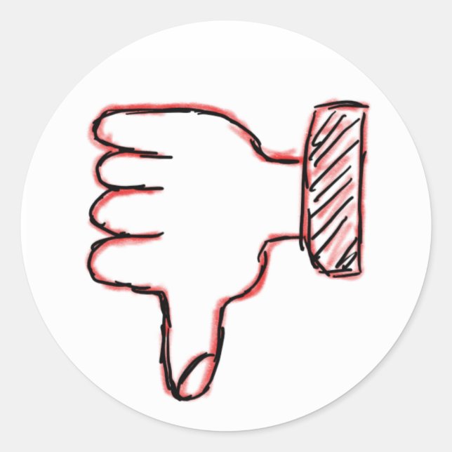 Thumps down classic round sticker (Front)