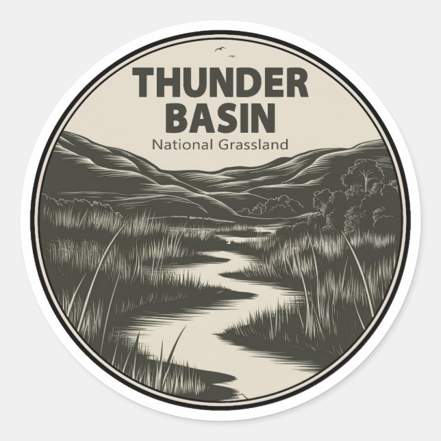 Thunder Basin National Grassland Wyoming Stream Classic Round Sticker (Front)
