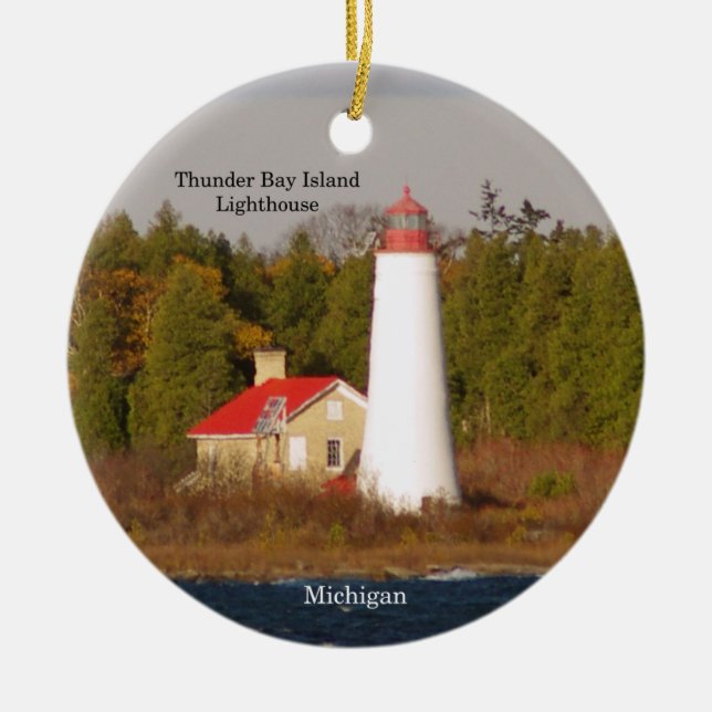 Thunder Bay Island Lighthouse ornament (Front)