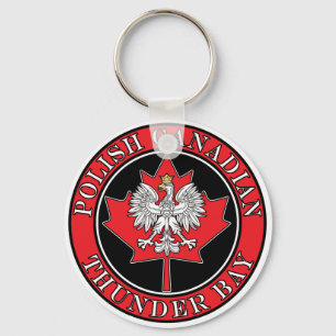Thunder Bay Round Polish Canadian Leaf Keychain