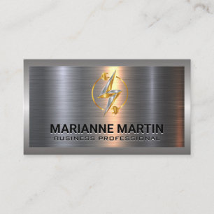 Thunder Bolt   Electricity Plug   Metal Aluminum  Business Card