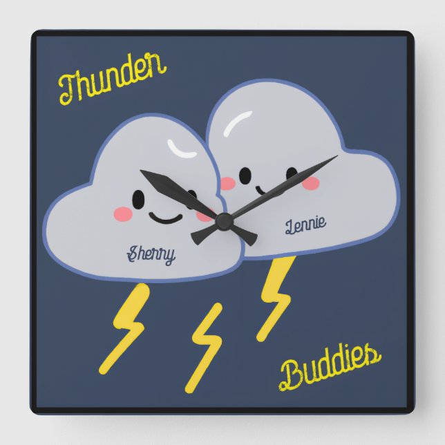 Thunder Buddies Customized Square Wall Clock (Front)