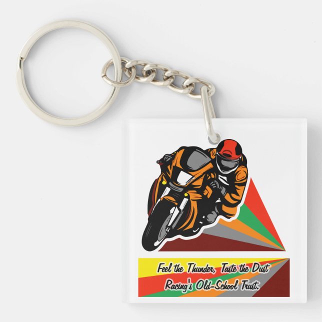 Thunder & Dust: Retro Racing Vibes Keychain (Front)