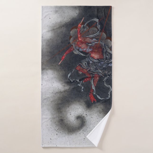 Thunder God, Hokusai Bath Towel (Bath Towel)