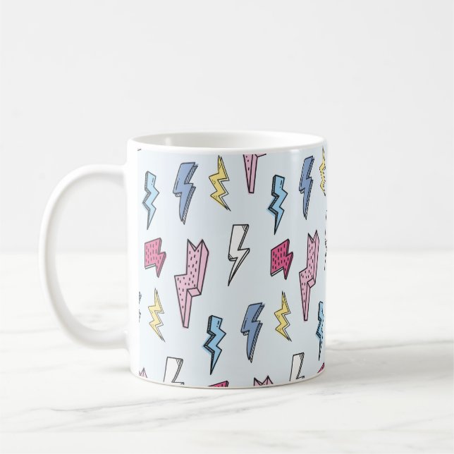 Thunder seamless background vintage illustration coffee mug (Left)