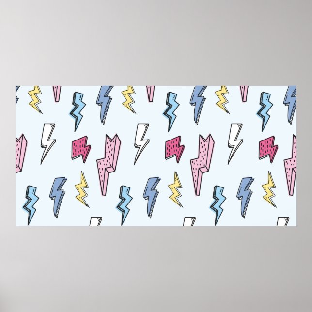 Thunder seamless background vintage illustration poster (Front)