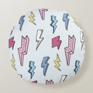 Thunder seamless background vintage illustration round pillow