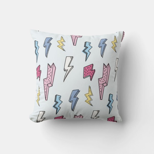 Thunder seamless background vintage illustration throw pillow (Front)