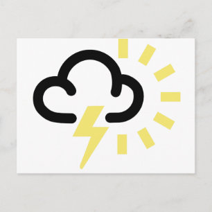 Thunder Storm: Retro weather forecast symbol Postcard