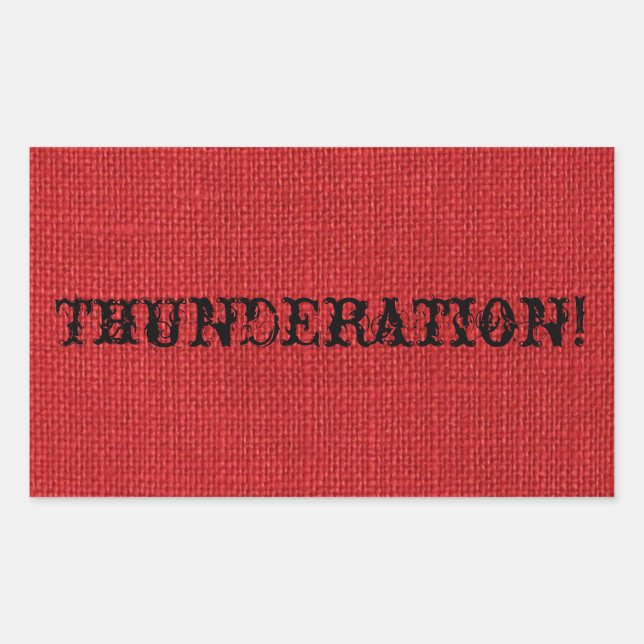THUNDERATION! fancy black text on Red Linen Photo Sticker (Front)