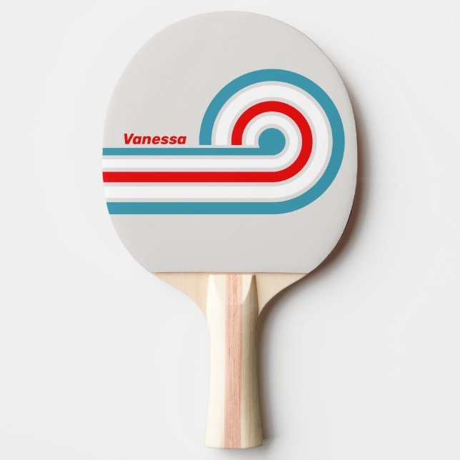 Thunderbird Curl Stripes with Name Ping Pong Paddle (Front)