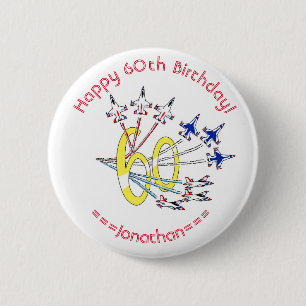 Thunderbirds 60th Birthday Badge 2 Inch Round Button