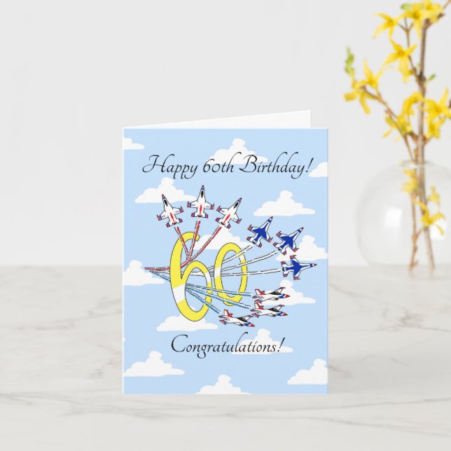 Thunderbirds 60th Birthday Card Blue Sky (Yellow Flower)