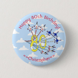 Thunderbirds 80th Birthday Badge (Blue Sky) 2 Inch Round Button