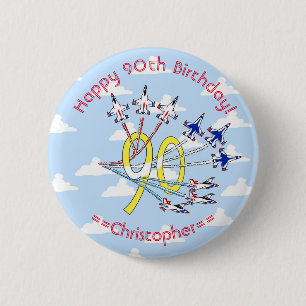 Thunderbirds 90th Birthday Badge (Blue Sky) 2 Inch Round Button