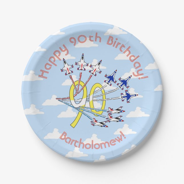 Thunderbirds 90th Birthday Blue Sky Paper Plate (Front)