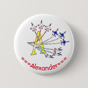 Thunderbirds A Initial Badge 2 Inch Round Button