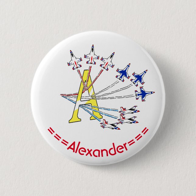 Thunderbirds A Initial Badge 2 Inch Round Button (Front)