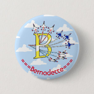 Thunderbirds Blue Sky B Initial Badge 2 Inch Round Button