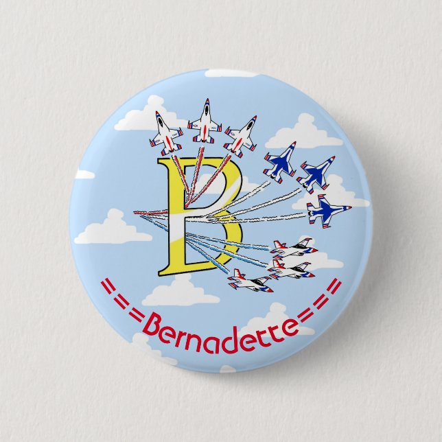 Thunderbirds Blue Sky B Initial Badge 2 Inch Round Button (Front)
