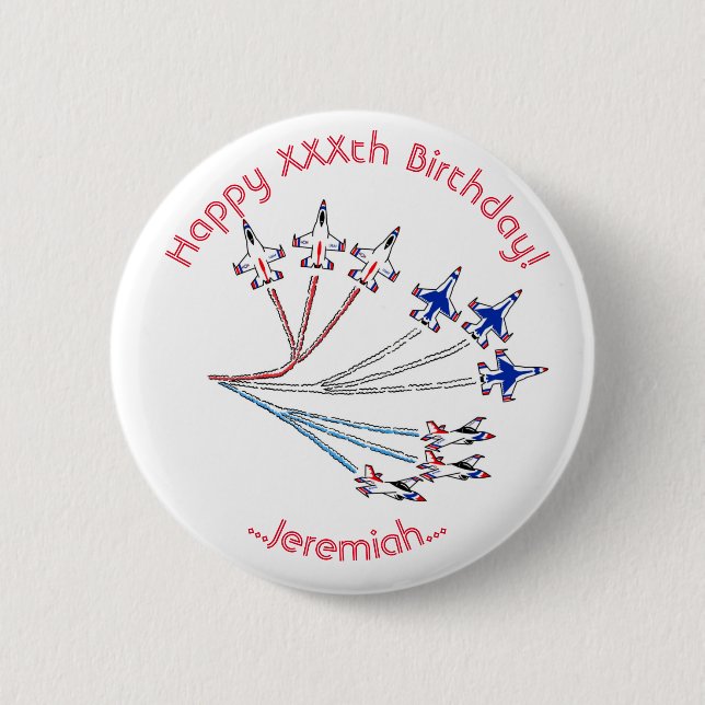 Thunderbirds Customisable Birthday Badge 2 Inch Round Button (Front)