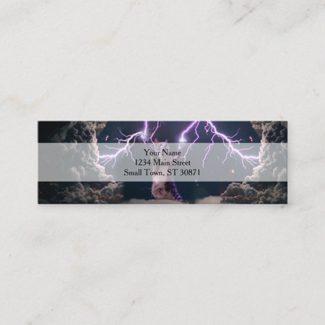Thunderbolted cat mini business card (Front)