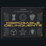 Thunderbolts* | Disposable Delinquents Magnet<br><div class="desc">Bring a tactical, underground vibe to your apparel and accessories with the "Disposable Delinquents" team roster. This design features a clean yet gritty arrangement of the squad's signature symbols, from Bucky’s star to Ghost’s mask. The high-contrast black, silver, and gold palette makes it a striking piece for any fan’s collection,...</div>