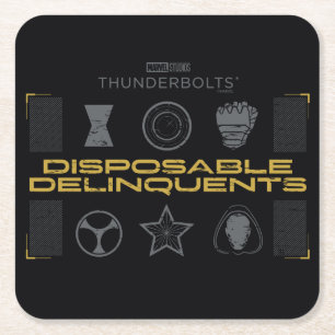 Thunderbolts*   Disposable Delinquents Square Paper Coaster