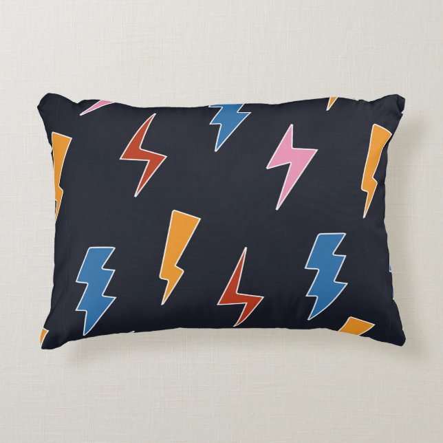 Thunderbolts seamless pattern,hand drawn lightning accent pillow (Front)