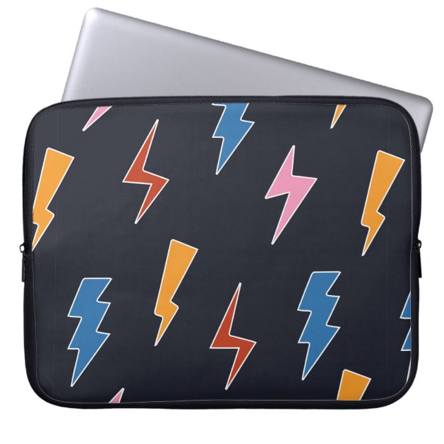 Thunderbolts seamless pattern,hand drawn lightning laptop sleeve (Front)