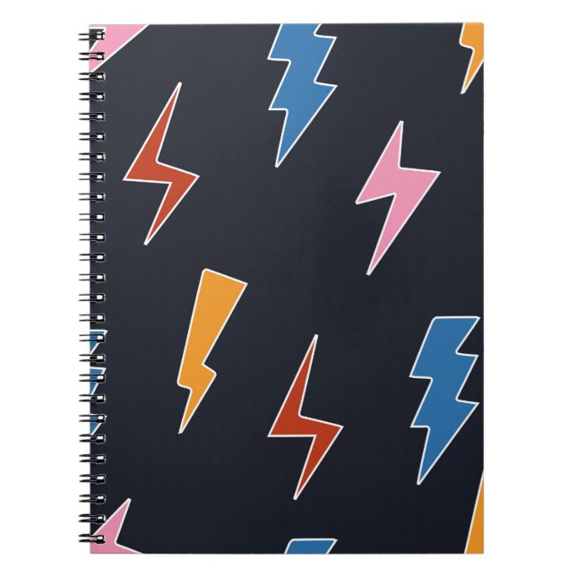 Thunderbolts seamless pattern,hand drawn lightning notebook (Front)