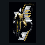 Thunderbolts* | Sentry Character Graphic Poster<br><div class="desc">Featuring the likeness of: Lewis Pullman | Bring a god-tier presence to your space with this stunning Sentry portrait. Capturing Bob’s transformation into the legendary hero, this design uses a stylized halftone finish and architectural gold lines to create a modern, cinematic look. Whether it’s for your office or your wardrobe,...</div>