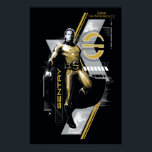 Thunderbolts* | Sentry Character Graphic Poster<br><div class="desc">Featuring the likeness of: Lewis Pullman | Bring a god-tier presence to your space with this stunning Sentry portrait. Capturing Bob’s transformation into the legendary hero, this design uses a stylized halftone finish and architectural gold lines to create a modern, cinematic look. Whether it’s for your office or your wardrobe,...</div>
