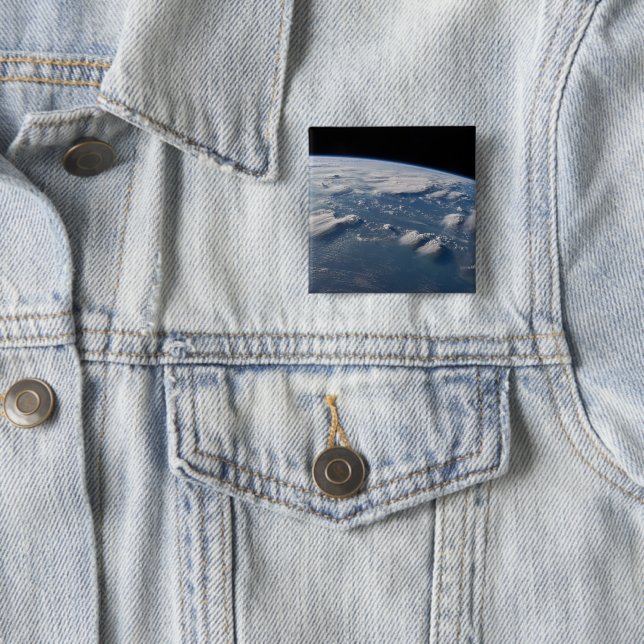 Thunderhead Anvils Of Earth Onto Southern Borneo. 2 Inch Square Button (In Situ)