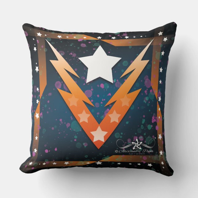 Thundering Stars Throw Pillow (Front)