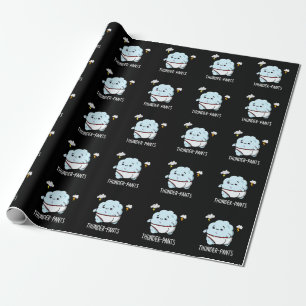 Thunderpants Funny Cloud Weather Pun Dark BG Wrapping Paper