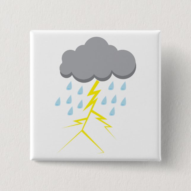 Thunderstorm and Lightning 2 Inch Square Button (Front)