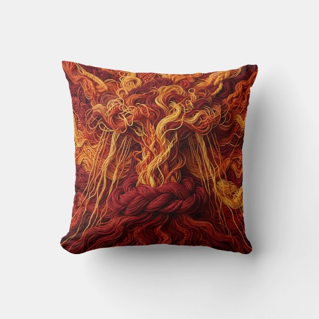 Thunderstorm Cloud Burst Pillow - Fire Red Thread (Front)