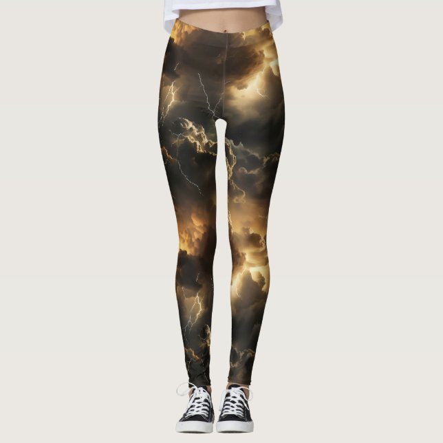 Thunderstorm Clouds Pattern Leggings (Front)