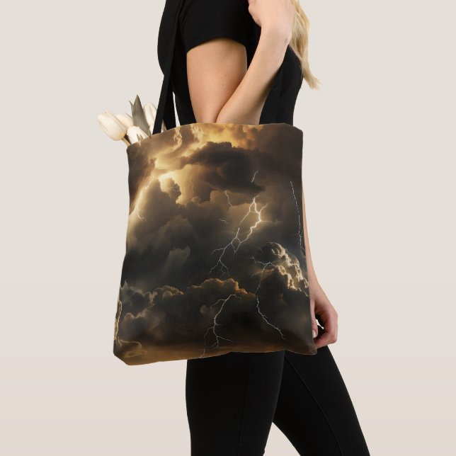 Thunderstorm Clouds Pattern Tote Bag (Close Up)