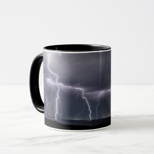 Thunderstorm Lightning Strike Storm Night Sky Mug (Front Left)