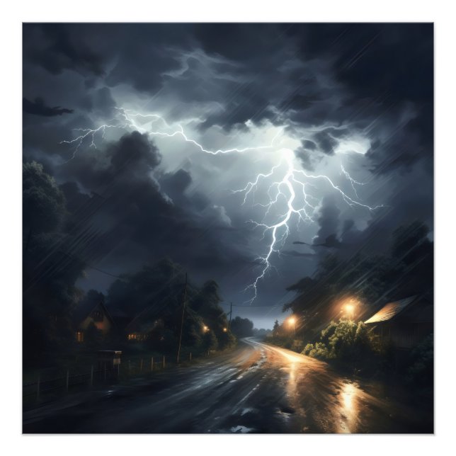 Thunderstorm over Road Photo Print (Front)