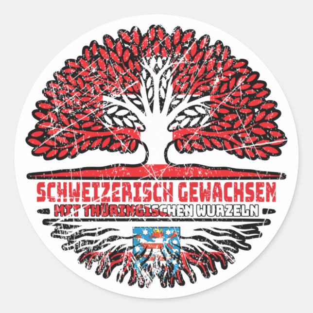 Thüringen Thüringisch Schweizer Schweiz Baum Classic Round Sticker (Front)