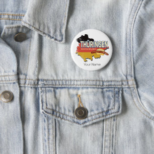 Thuringia Germany Retro Federal State Map Vintage 2 Inch Round Button