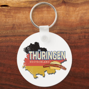 Thuringia Germany Retro Federal State Map Vintage Keychain