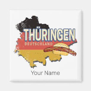 Thuringia Germany Retro Federal State Map Vintage Magnet