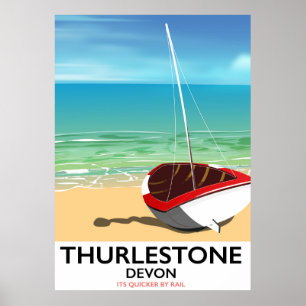 Thurlestone South Devon travel poster