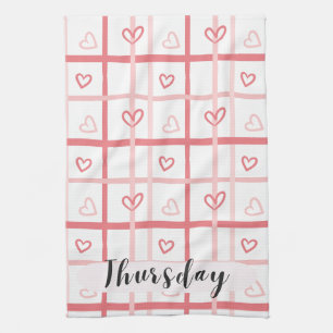 Thursday Heart Plaid Kitchen Towel